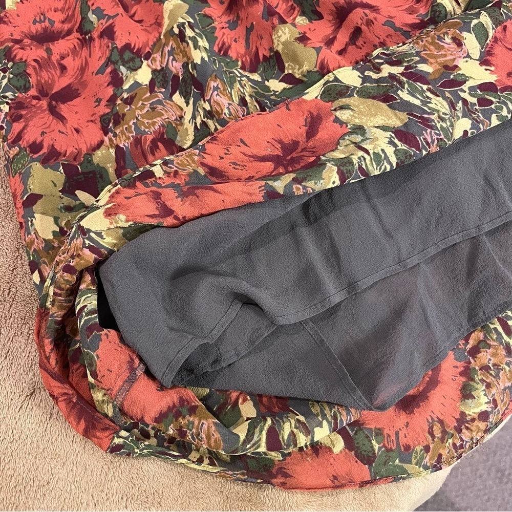 Vtg Sundance 100% Silk Floral Midi Dress – Boho Cottagecore Autumn Romance — 8 - Picture 11 of 12